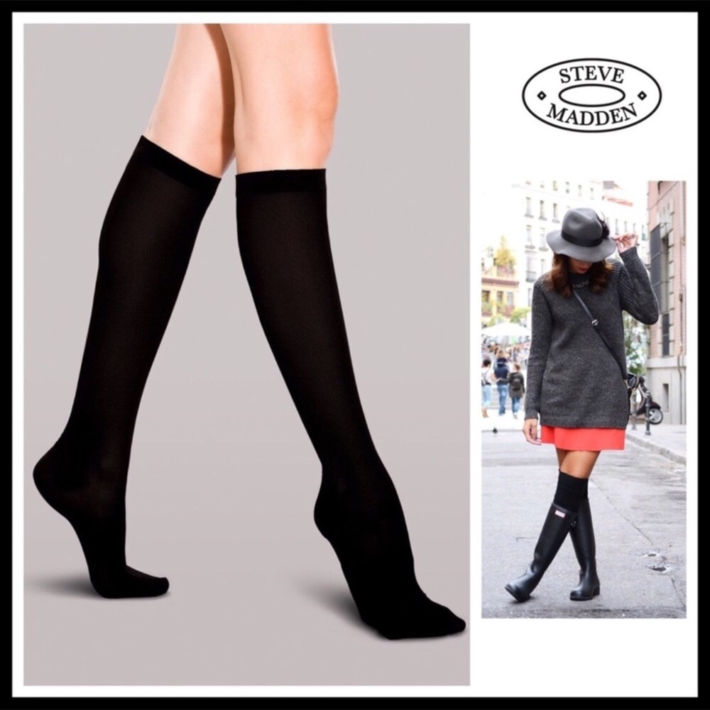 STEVE MADDEN 3 TALL BLACK BOOT SOCKS - Picture 2 of 8